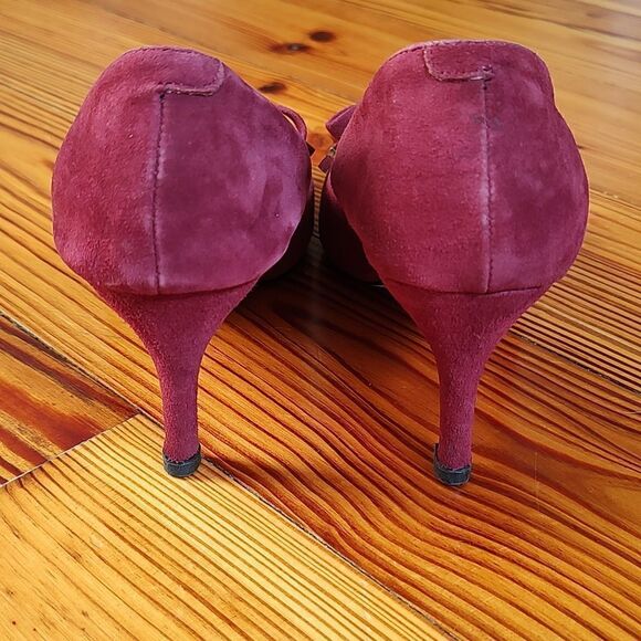 Nanette by Nanette Lepore Skylar Burgundy Bow High Heel Pumps Size 8 - Picture 3 of 12